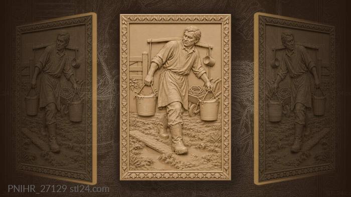 Milkman with buckets muddy yard 3d STL model