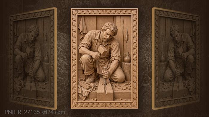 Sculptor listening to the wood 3d STL model