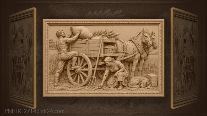 Heaving a grain sack onto high cart 3d STL model