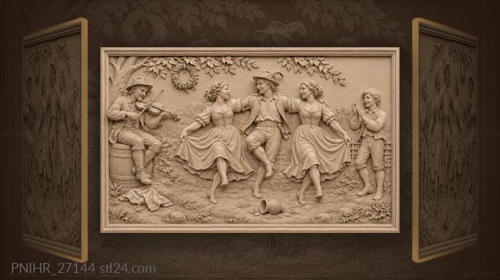 Village dance with musician and wildflowers 3d STL model