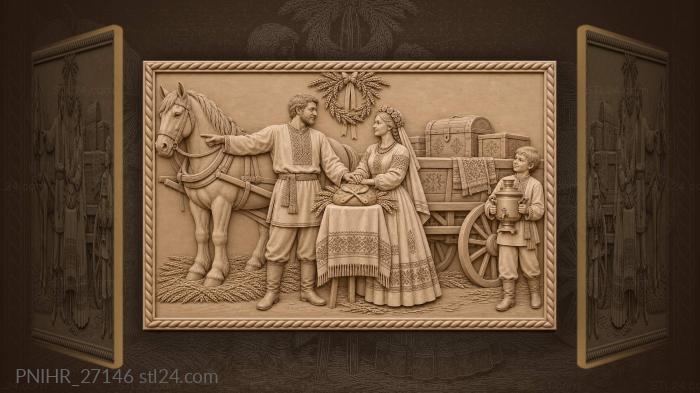 Wedding celebration with bread and gifts 3d STL model