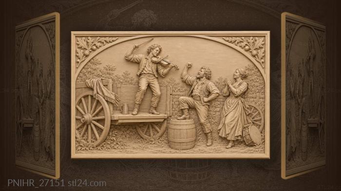 Lively folk music roadside scene 3d STL model