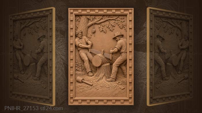 Logging teamwork old fashioned skill 3d STL model