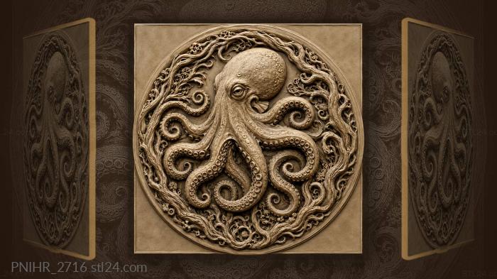 Octopus head with swirling branches 3d STL model