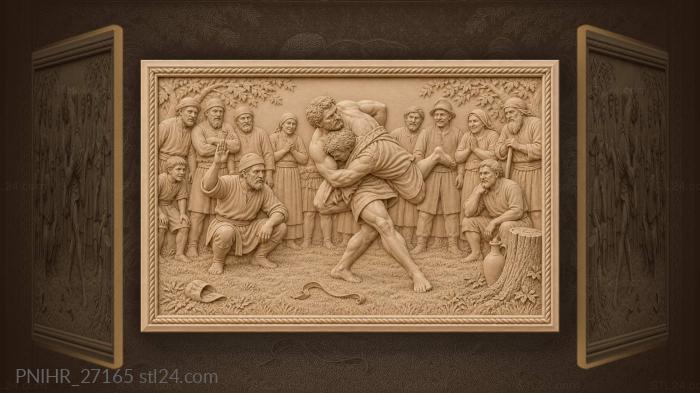 Wrestlers grapple as referee signals 3d STL model