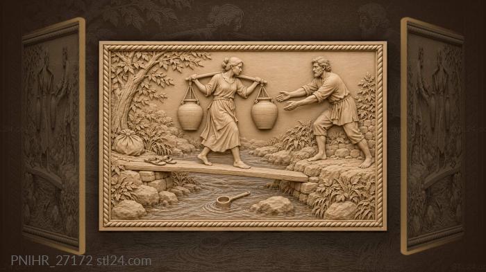Water bearers crossing narrow bridge 3d STL model