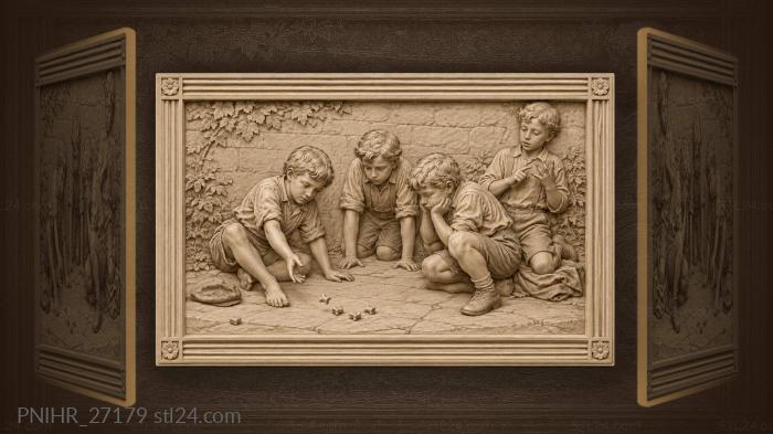 Thrower casts knucklebones across flat stone 3d STL model