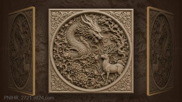 Serpent and deer in thick foliage 3d STL model