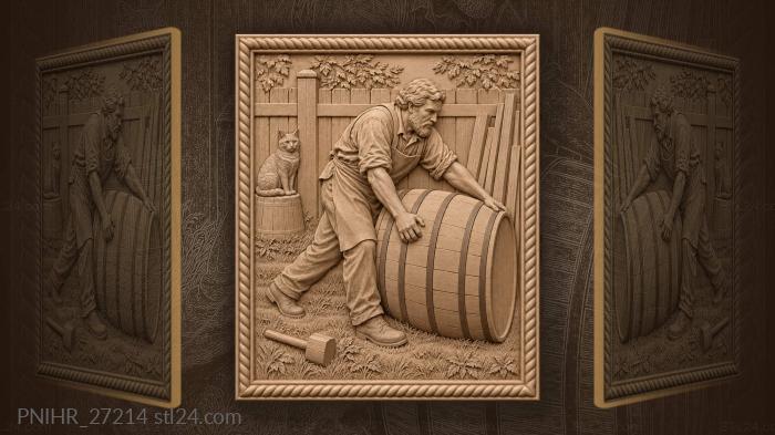 Cooper rolls barrel across the yard 3d STL model