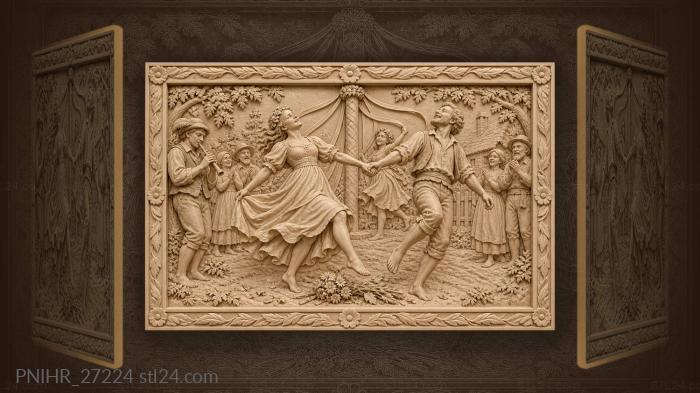 Dancers kick dust while villagers clap 3d STL model