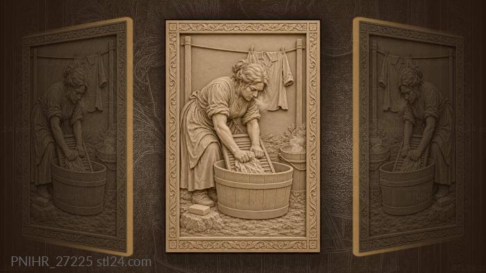 Laundress scrubs stain with lye soap 3d STL model