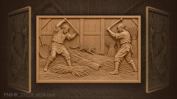 Two threshers keeping the same rhythm 3d STL model