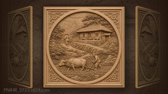 Korean village life peaceful countryside 3d STL model