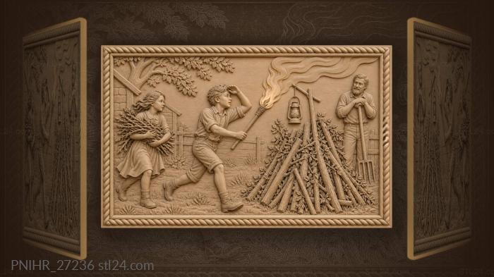 Boy carries a torch to the bonfire 3d STL model