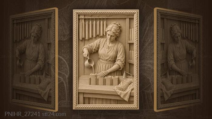 Chandler pours tallow into clay molds 3d STL model