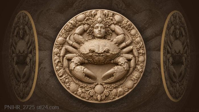 Coastal crab and shell frieze 3d STL model