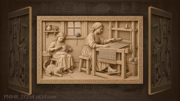 Mother weaves as kitten tangles thread 3d STL model
