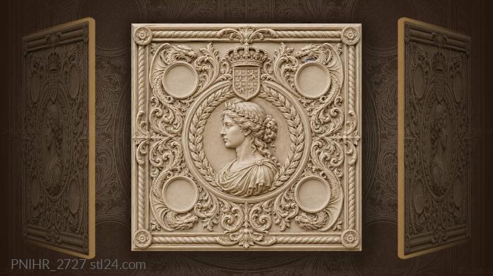 Bust in laurel beneath crown and shield 3d STL model
