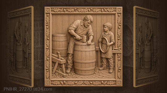 Cooper working with barrel and boy 3d STL model