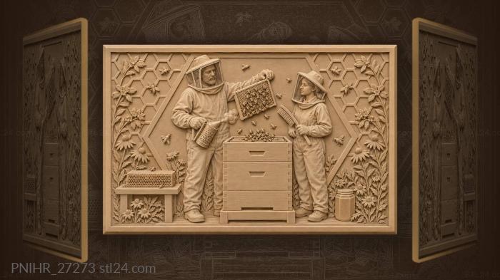 Beekeeper lifts a frame from the hive 3d STL model
