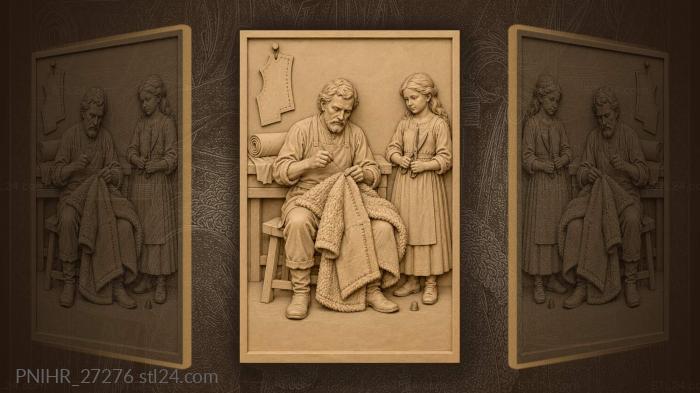 Tailor sewing warm sheepskin coat 3d STL model