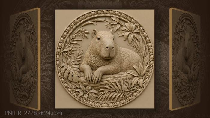 Relaxing capybara among lush foliage 3d STL model