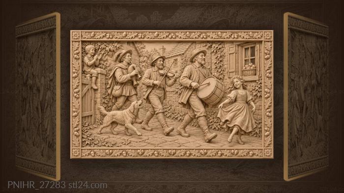 Dancing girl leads the marching band 3d STL model