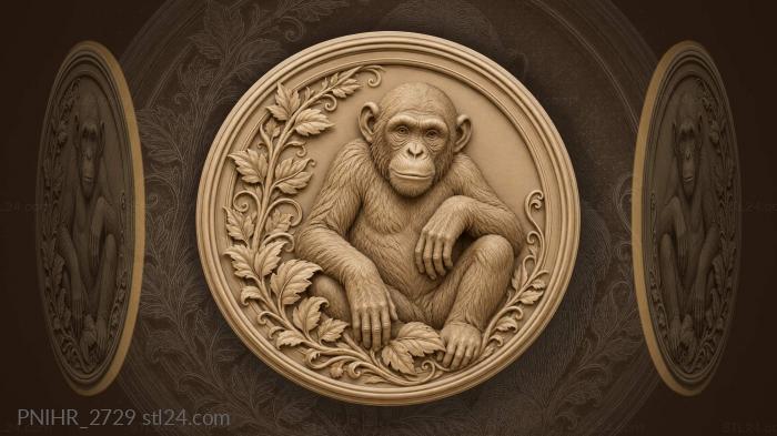 Thoughtful chimpanzee in quiet contemplation 3d STL model