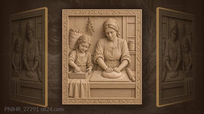 Baker kneads while the girl oils tin 3d STL model
