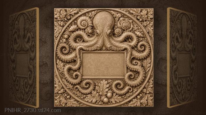 Octopus with seashells and oak 3d STL model