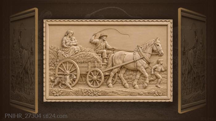 Hay wagon family country journey 3d STL model