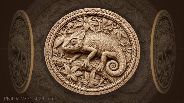Chameleon walking on twisted cable 3d STL model