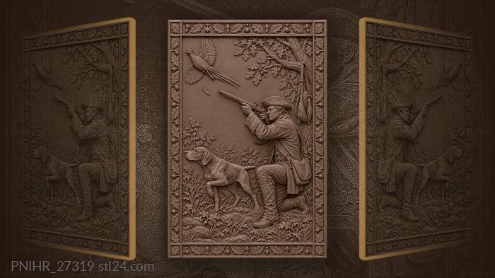 Kneeling shot taking aim at a bird 3d STL model