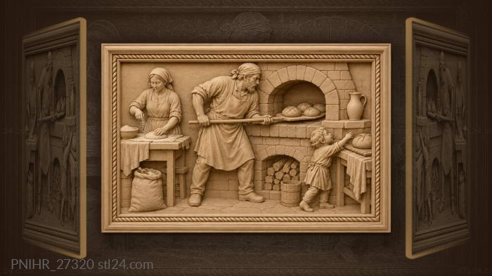 Breadmaker draws round loaves from oven 3d STL model