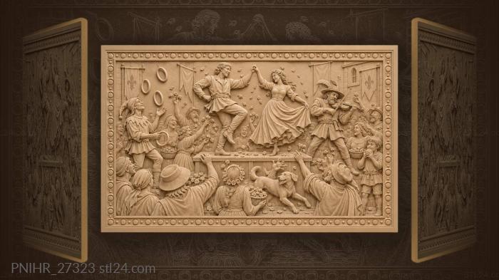 Crowd showers a dancing couple with petals 3d STL model