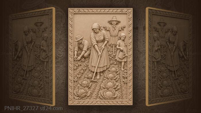 Family garden work summer day 3d STL model