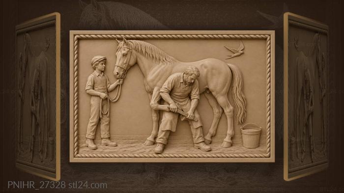 Hoofsmith trims hoof with long rasp 3d STL model