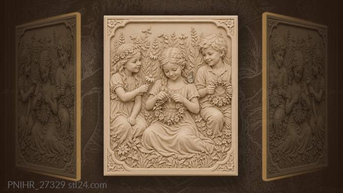 Wildflower wreath summer day friends 3d STL model