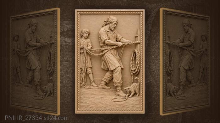 Backstepping ropemaker spins cord for his apprentice 3d STL model