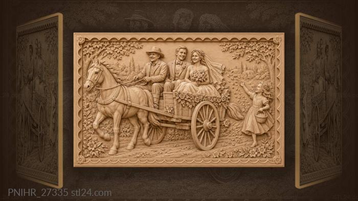 Wedding ride happy couple cart 3d STL model