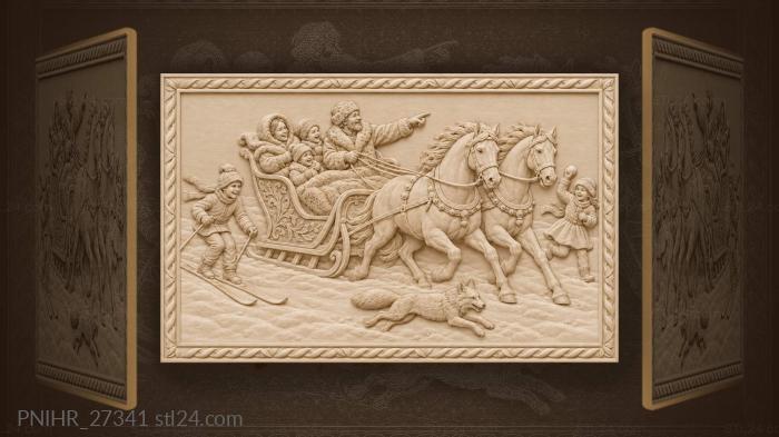 Winter sleigh ride to church 3d STL model