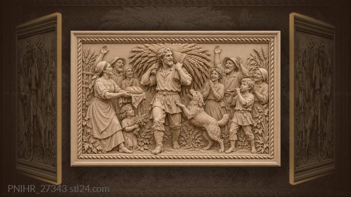 Harvester carries sheaf as boy plays 3d STL model