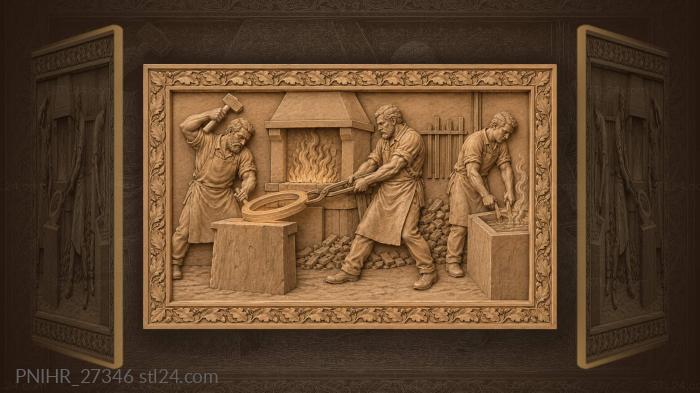 Smithing crew pulls glowing tire free 3d STL model