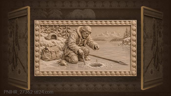 Chisel and spear at the frozen pond 3d STL model