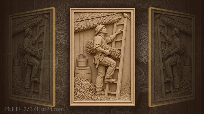 Thatcher carries a reed bundle up the ladder 3d STL model