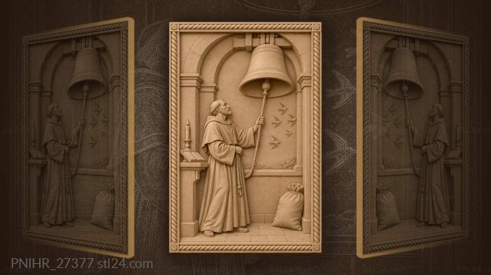 Swallows scatter when the monk pulls 3d STL model