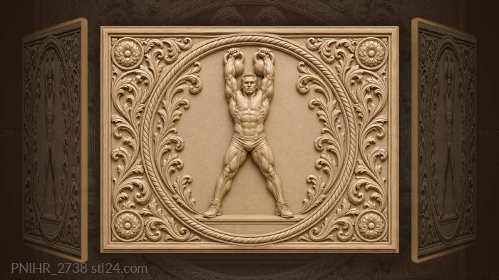 Strongman lifting heavy kettlebells power 3d STL model