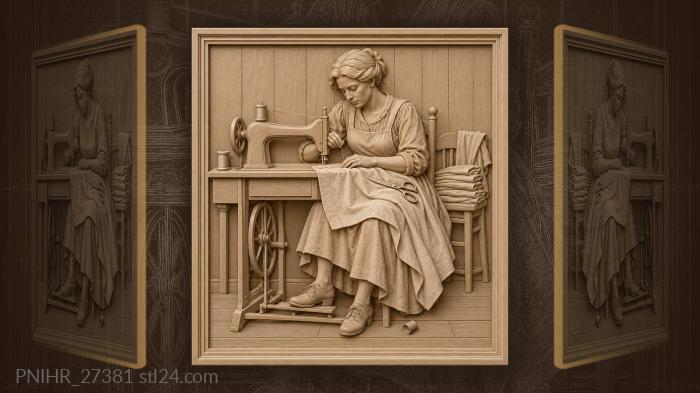 Seamstress at work linen and thread 3d STL model