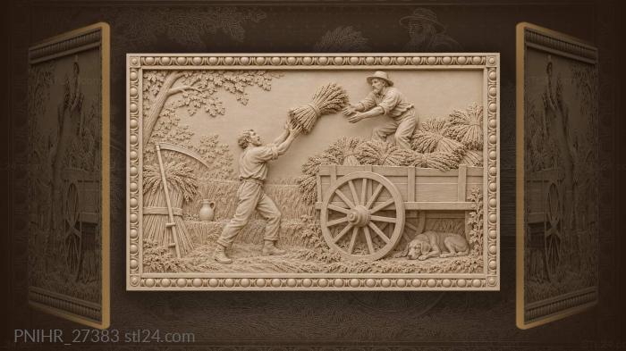 Harvest time golden fields wagon 3d STL model