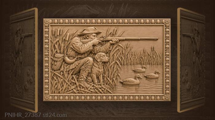 Hunter aims at ducks from reeds 3d STL model